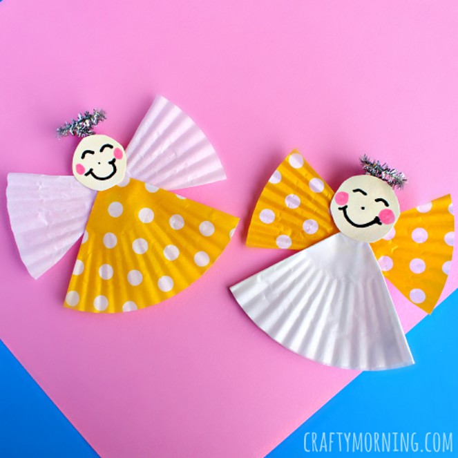 Source: https://www.craftymorning.com/cupcake-liner-angel-craft-kids/